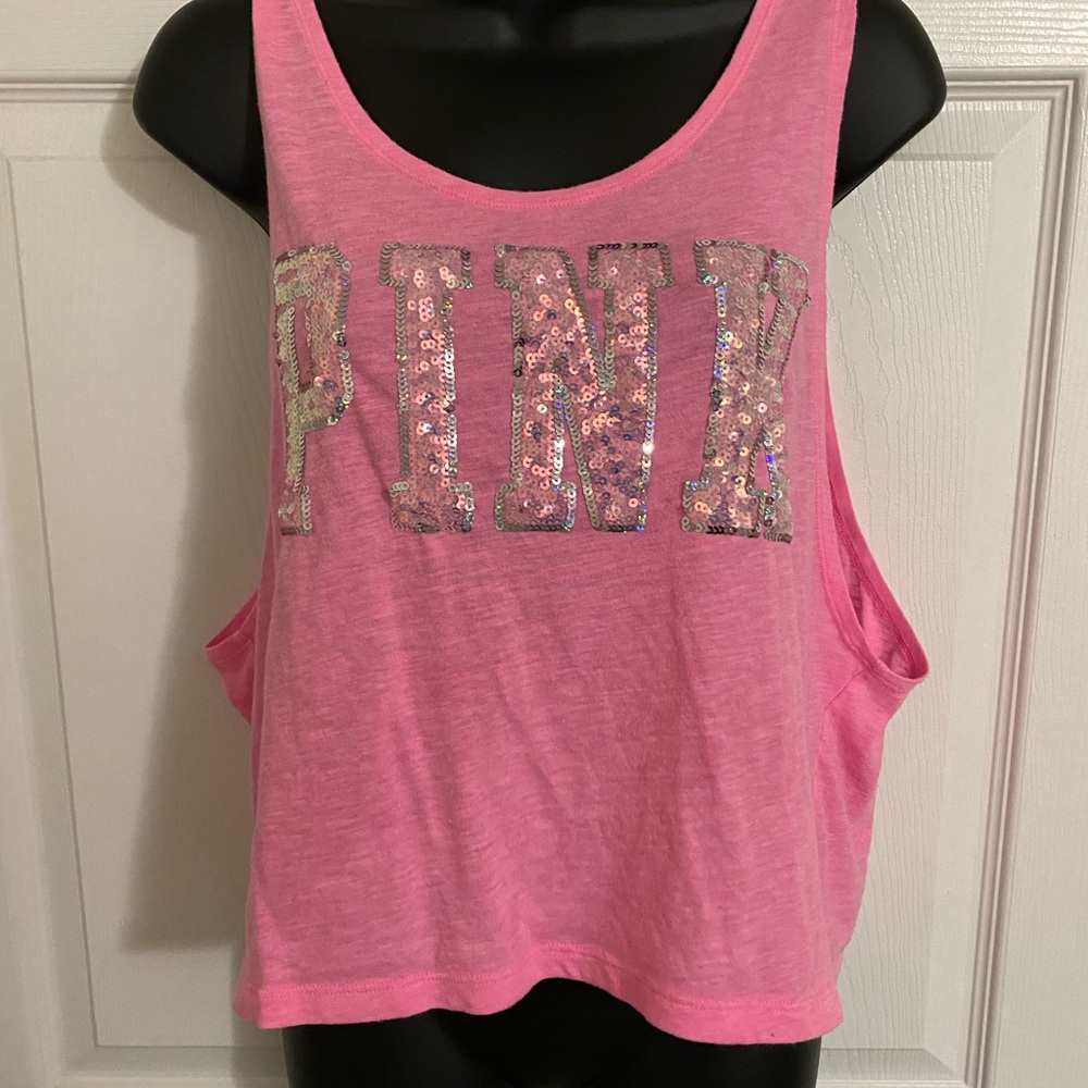 PINK muscle crop tee